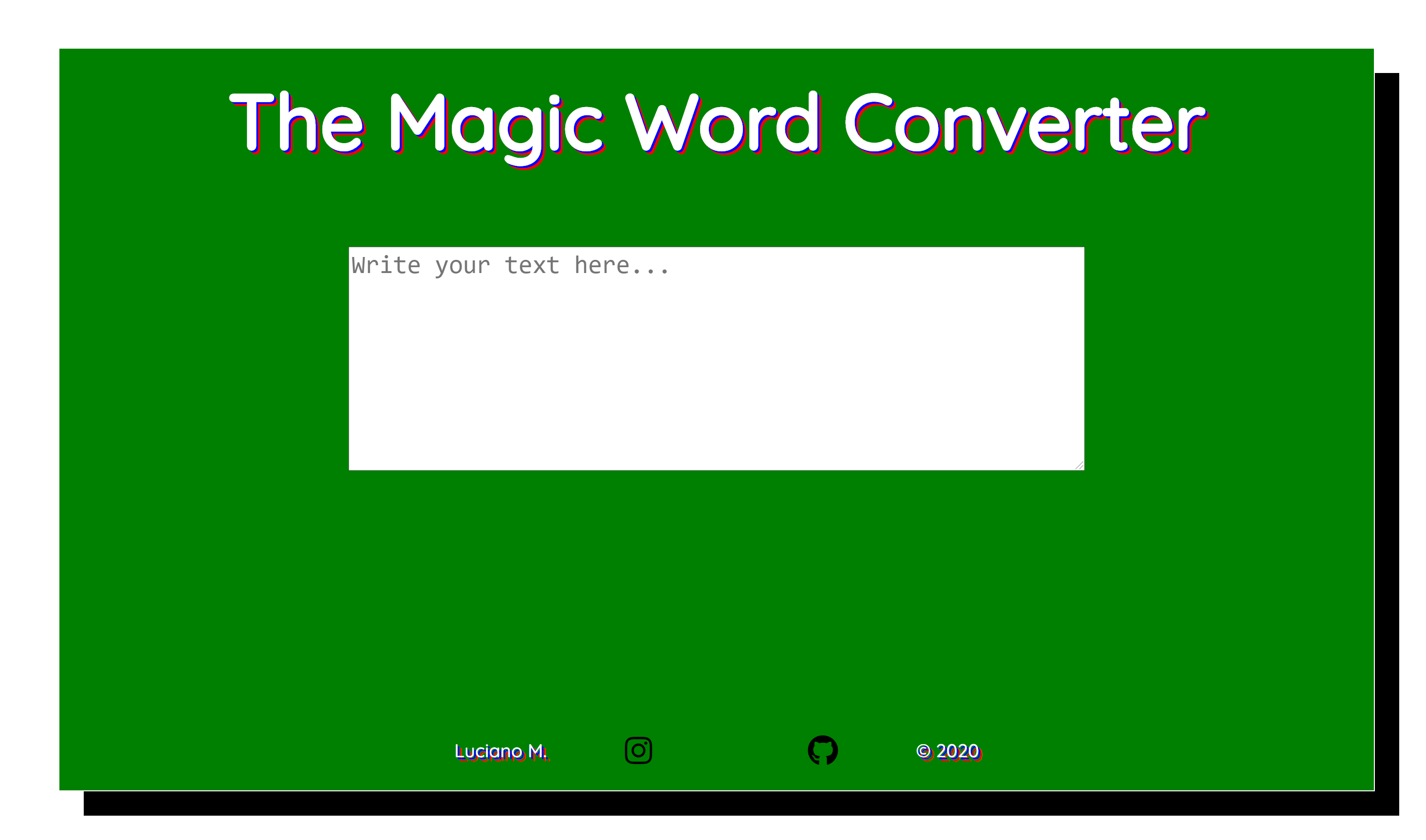 A screenshot of the pizza word converter